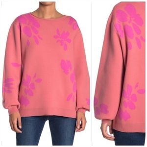 14th Union Jacquard Knit Sweater Orange Pink Size Petite Large